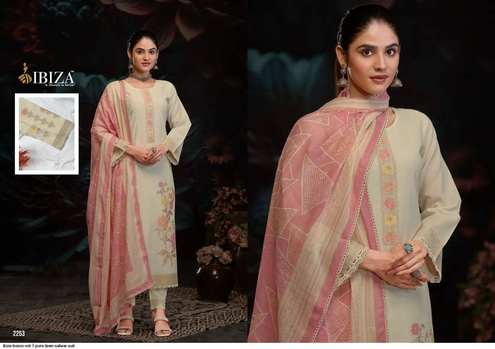 Ibiza bosco vol 7 lawn cotton dress material in wholesale rate